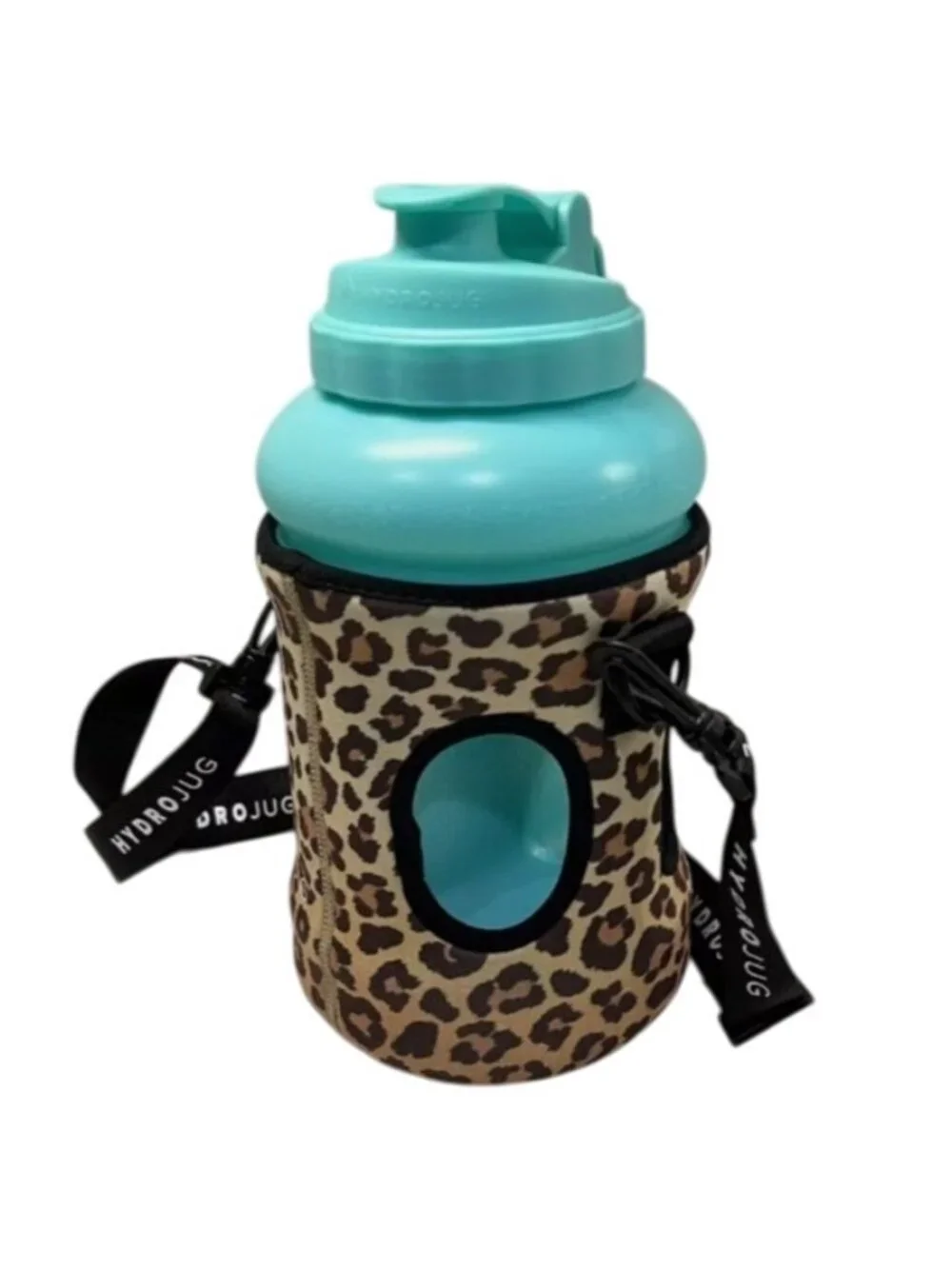 HydroJug Pro Mint Green Hydro Jug V1 Straw & Savannah Leopard Neoprene Sleeve